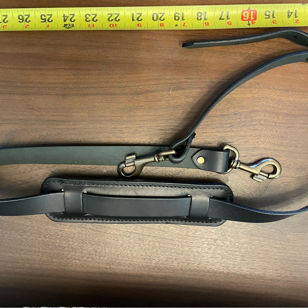 Filson black bridle leather shoulder strap